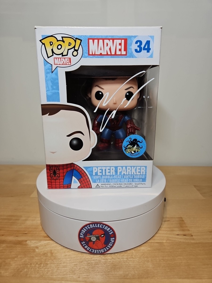 Funko Pop Spider-Man Peter Parker 34 Comikaze Signed by Funko Pop Spider-Man Peter Parker 34 Comikaze Signed by