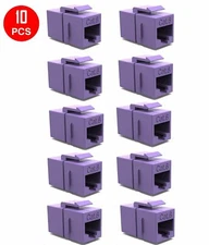 10x CAT6 Keystone Ethernet RJ45 Network Coupler Cable Wall Plate Extender Purple