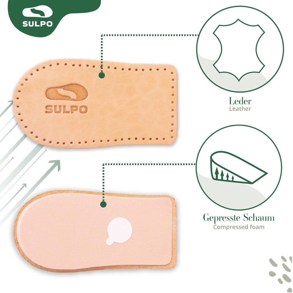 SULPO Fersenerhöhung Einlagen - Fersenkeil für Schuherhöhung Fersenkissen Leder - Bild 3 von 4