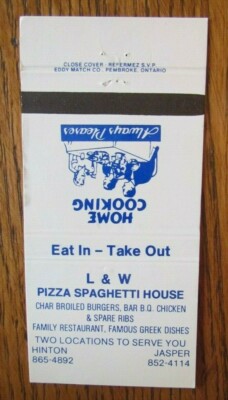 GREEK RESTAURANT: L & W PIZZA SPAGHETTI HOUSE (HINTON & JASPER, ALBERTA) -E8