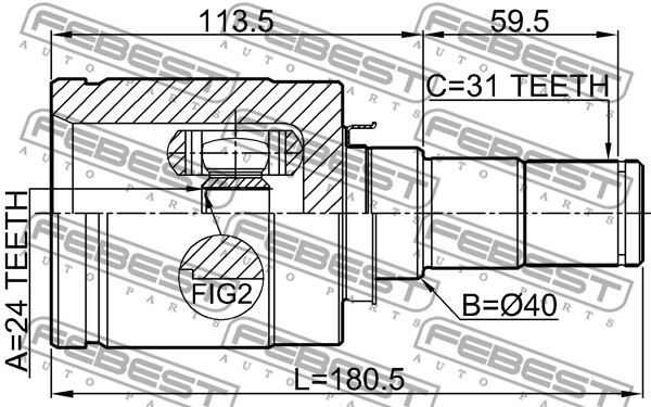 0511-GJATLH FEBEST Joint Kit, drive shaft for MAZDA