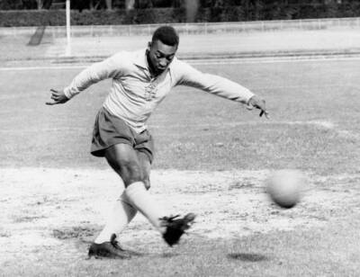 The famous Brazilian football legend Pele playing football Cir