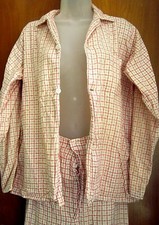 MODEL PAJAMAS vtg button-down lrg sleep 1960s sanforized plaid 2-piece set