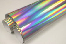 Gloss Silver Holographic Rainbow Vinyl Car Wrap Auto Decal Sticker Film Roll