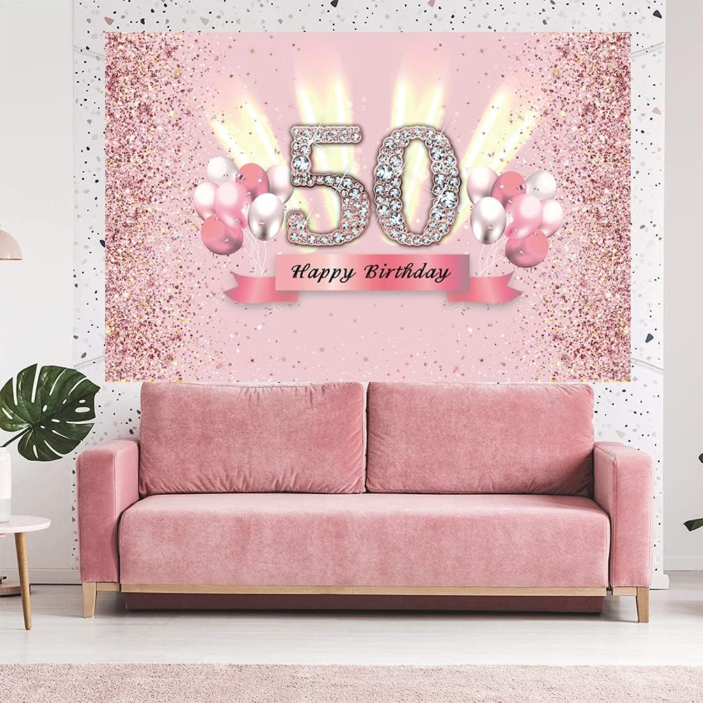 Rosa 50. Geburtstag Dekoration Set – Schärpe & Krone Mit „50 And Fabulous“ Für Frauen, Inkl. Perlennadel