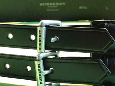 Burberry Dark Green Leather Belt with Embossed Logo Burberry Dark Green Leather Belt with Embossed Logo  main image 2