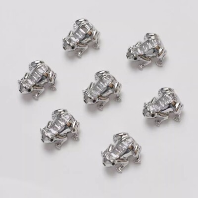 4pcs CZ pave Frog Spacer Beads,Frog Earring Necklace Bracelet Connector Beads
