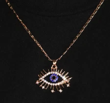 NEW Trendy Evil Eye Blue Rhinestone Hollow Sun Star Necklace Fashion Jewelry