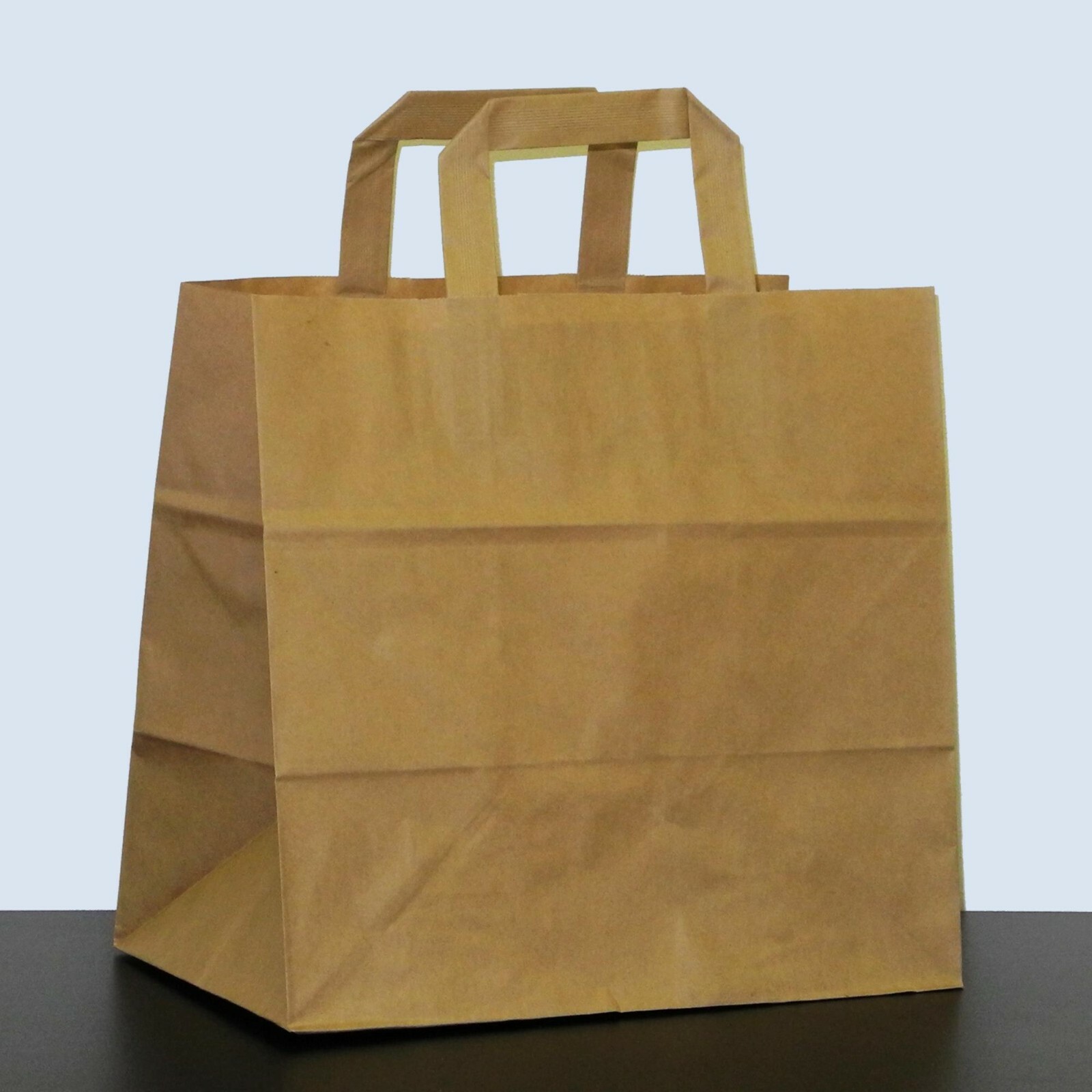 250 Papiertragetaschen Papiertüten braun 26+17x25cm Flachhenkel Bio Öko Bäckerei