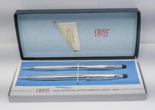 Vintage Cross Chrome 3501 Mechanical Pencil Pen Set w/ Case Instructions