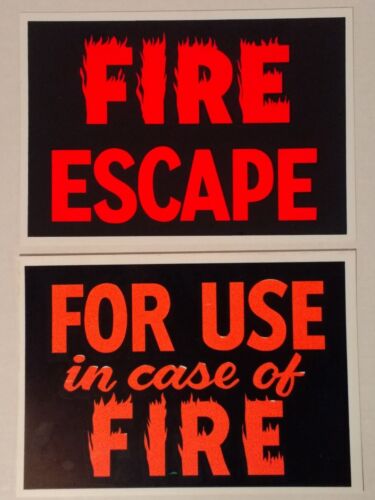 Vintage Plastic Fire Escape Signs Hardware Store Business Sign 7" x 10" NOS - Picture 1 of 3