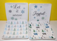 Appetizer Plates Christmas Winter Wonder Lane Polar Frost Set of 4 Bears Trees