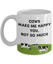 Cows Make Me Happy Mug - Funny Tea Hot Cocoa Coffee Cup - Novelty Birthday...
