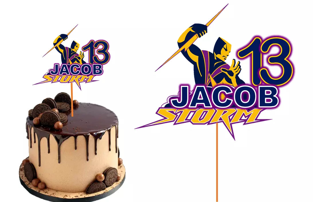 MELBOURNE STORM NRL CAKE TOPPER PERSONALISED GLOSSY CARDSTOCK CAKE ...