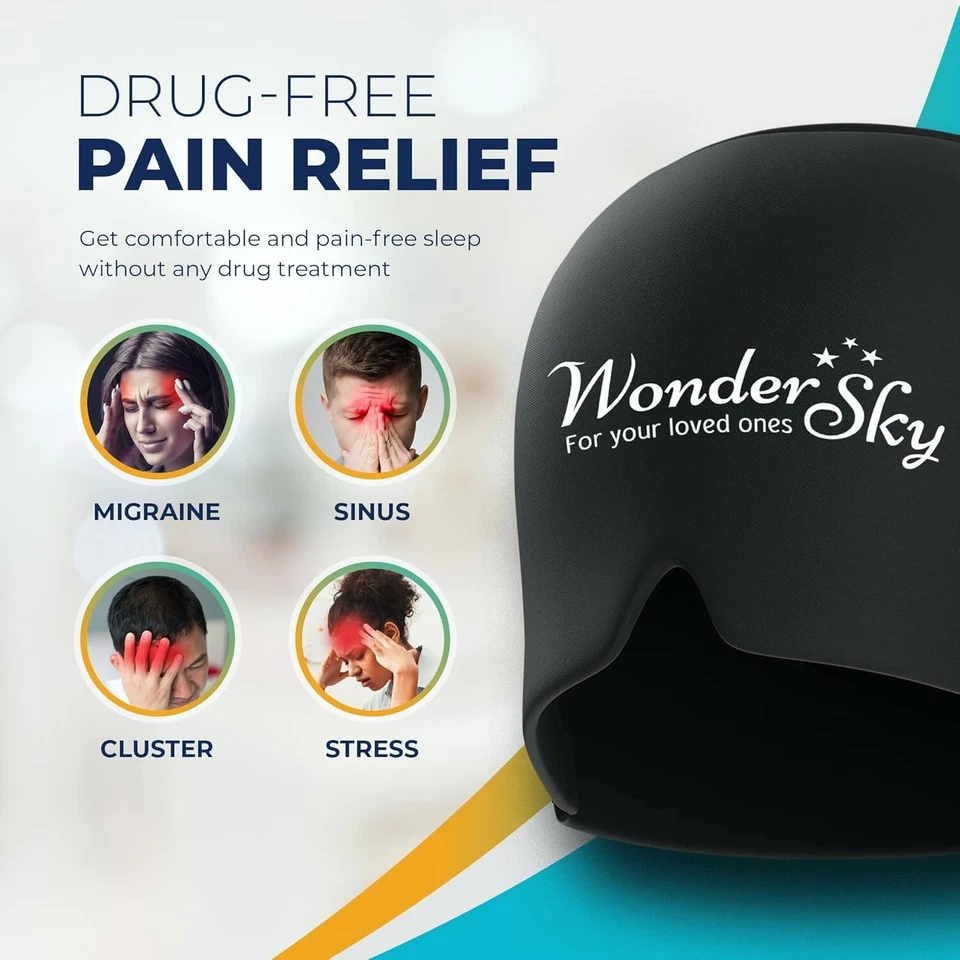 Migraine Relief Cap Top Coverage Ice Head Wrap Cold Therapy Medium - Image 3 of 4