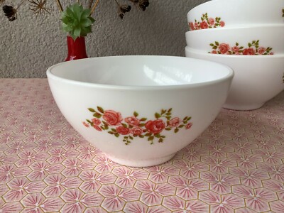 Lot Vaisselle Arcopal Décor Roses De France - Assiettes Vintage Verre