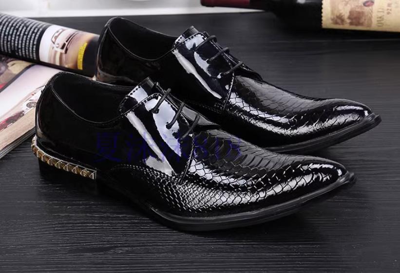 SAOLA Oxford da uomo in metallo a punta pelle di serpente slip on pelle scarpe da sposa oversize