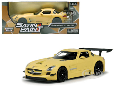 MERCEDES BENZ SLS AMG GT3 MATTE YELLOW 1/24 DIECAST MODEL CAR BY