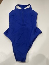 Fabletics High Tide Zip-Front One-Piece Swimsuit Admiral Blue L