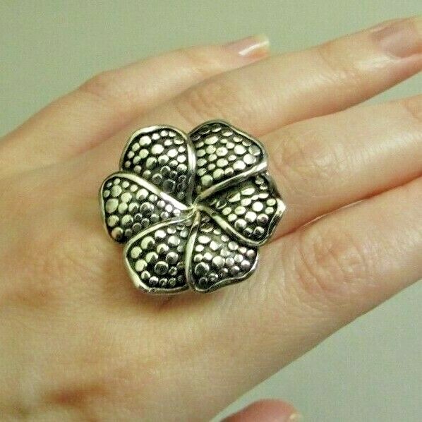 925 STERLING SILVER Flower Ring Statement Jewelry… - image 5