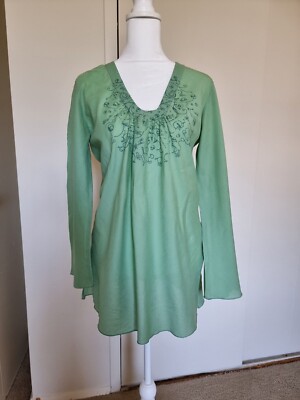 Bruno Banani Green Beach Top Tunic Cover-Up size S, 100% Cotton