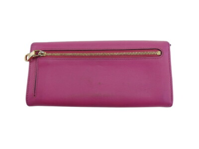 LOEWE 財布 LOEWE Long Wallet Anagram Button Pink Leather Authentic Used C4553