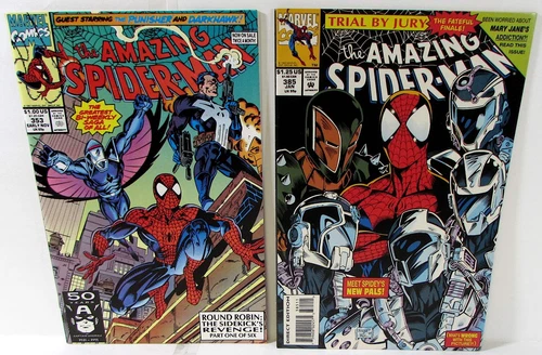 Amazing Spider-Man Lot 2 #353, 385 1991 Marvel 9.0 VF/NM 1st Print Comic Books