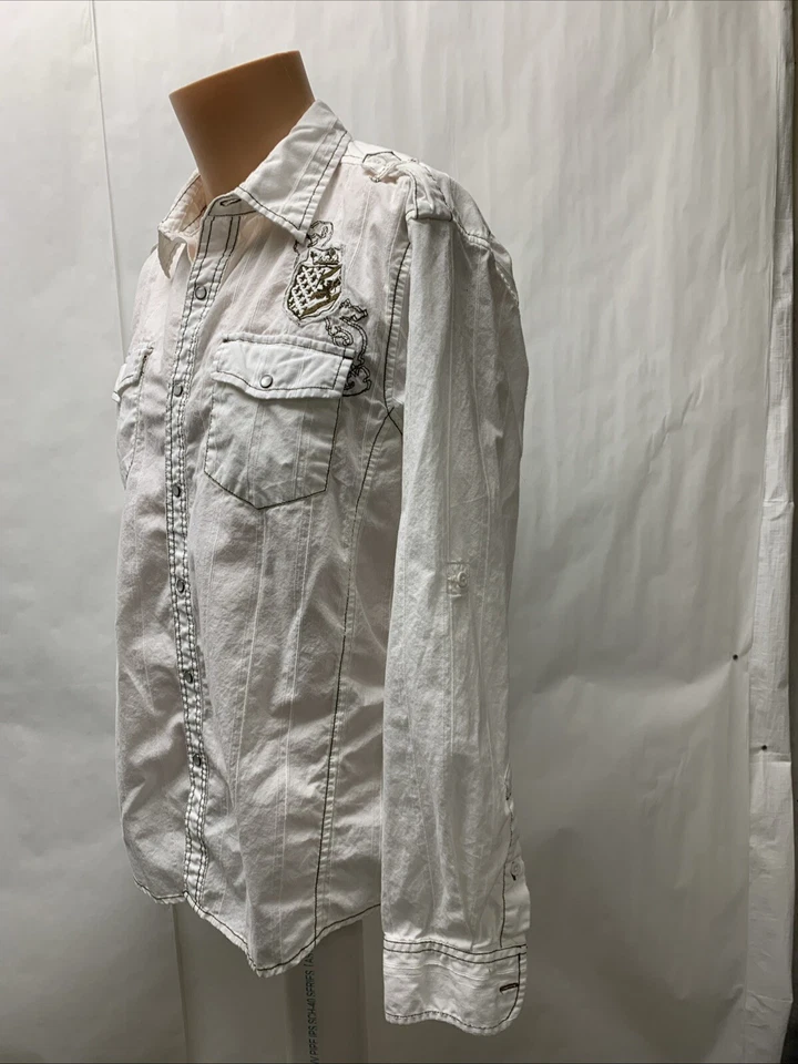 Helix mens large Embroidered Pearl Snap Shirt Western Roll Tab Long Sleeve - Image 4 of 4