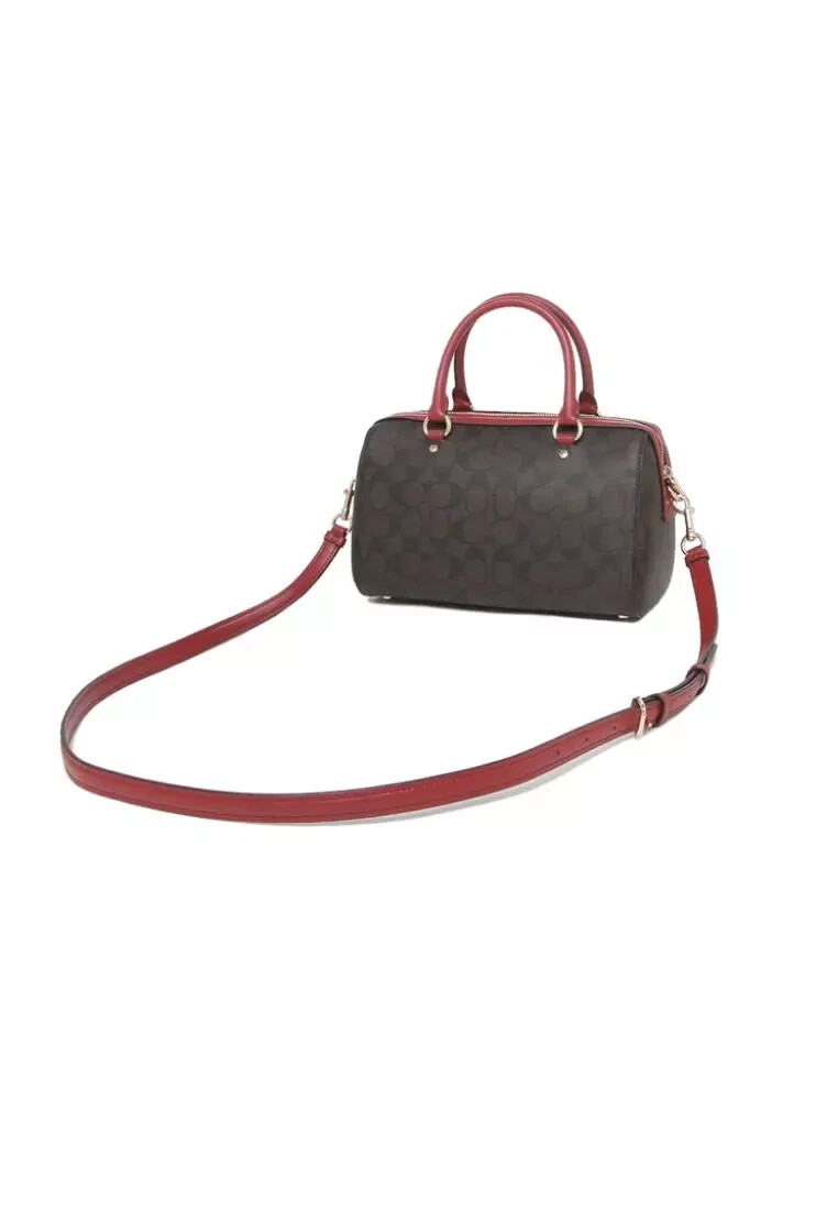 C1【used】COACH ハンドバッグ ブラウン1941 レッド Coach Rowan Satchel in Signature Canvas, IM/BROWN 1941 RED