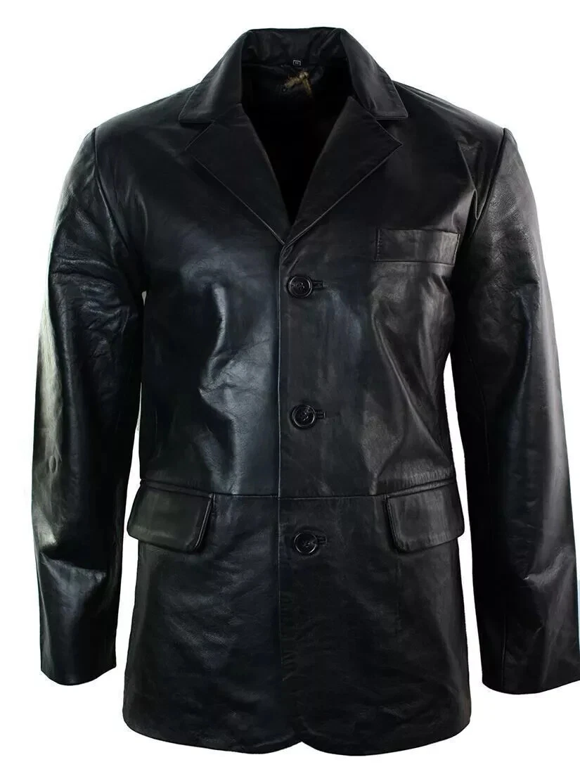 STYLISH New Men's Black Blazer 100% Soft Lambskin Causal Slim Fit Coat Blazer