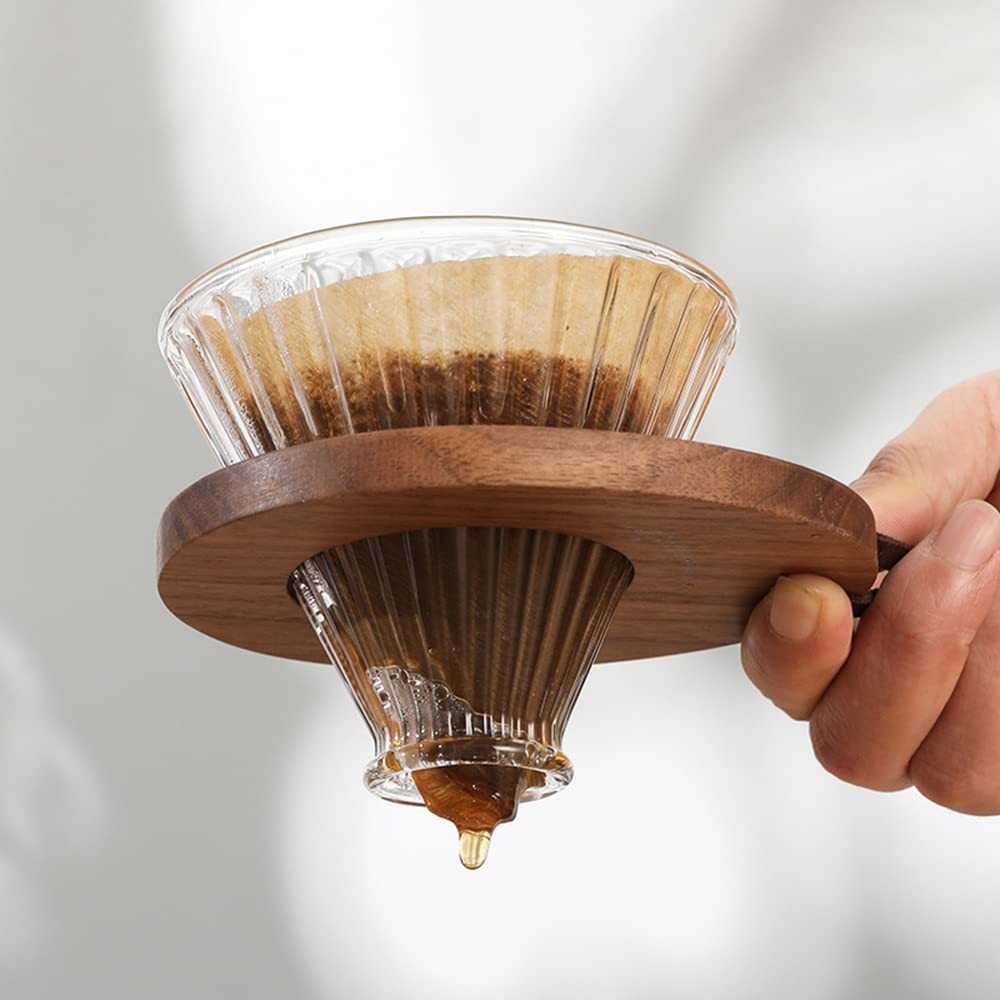 Pour Over Coffee Dripper V60 Glass Coffee Funnel Filter Reusable Cone Brewer ...