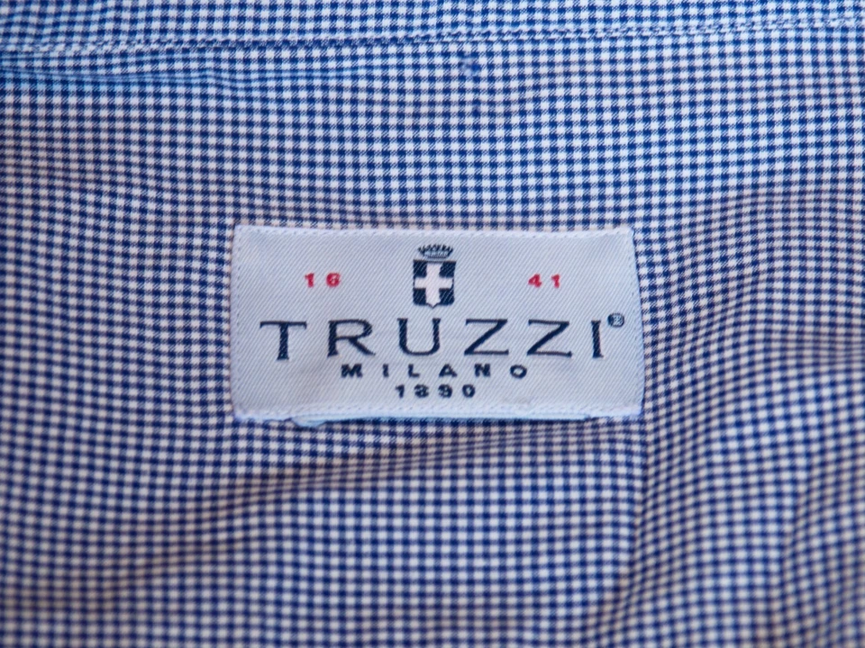 Truzzi Blue Microcheck Classic Fit Button Down Shirt 32603 Foto 4 de 4