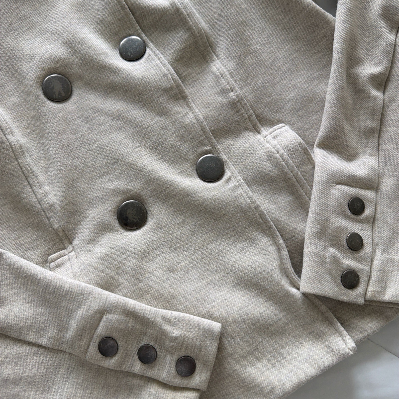 CAbi Beige Button Front Jacket Pockets Short Soli… - image 5