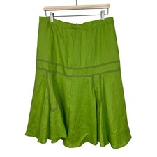 Falda Boho Lino EE. UU. Para Mujer Talla Grande Verde Lima Lino Detalle Encaje Nueva con Etiquetas