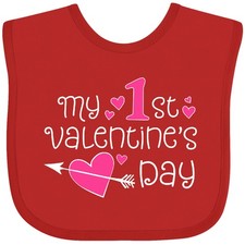 Inktastic My First Valentines Day Pink Hearts And Arrow Baby Bib Kids 1st Red
