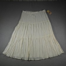 Vintage Western Skirt Womens Medium White Tiered Boho Cowgirl Rodeo Dance Show