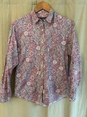 VTG Cacharel SzM Cotton Pink Floral Paisley Shirt La Chemiserie France 80s