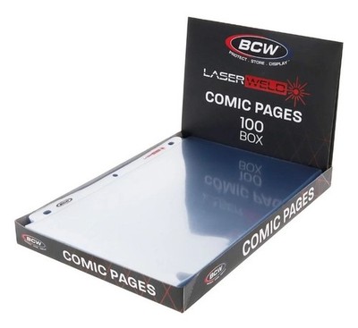 (100 Count) BCW LaserWeld  Comic Page for 3-Ring Binders - Fits Bags and Boards