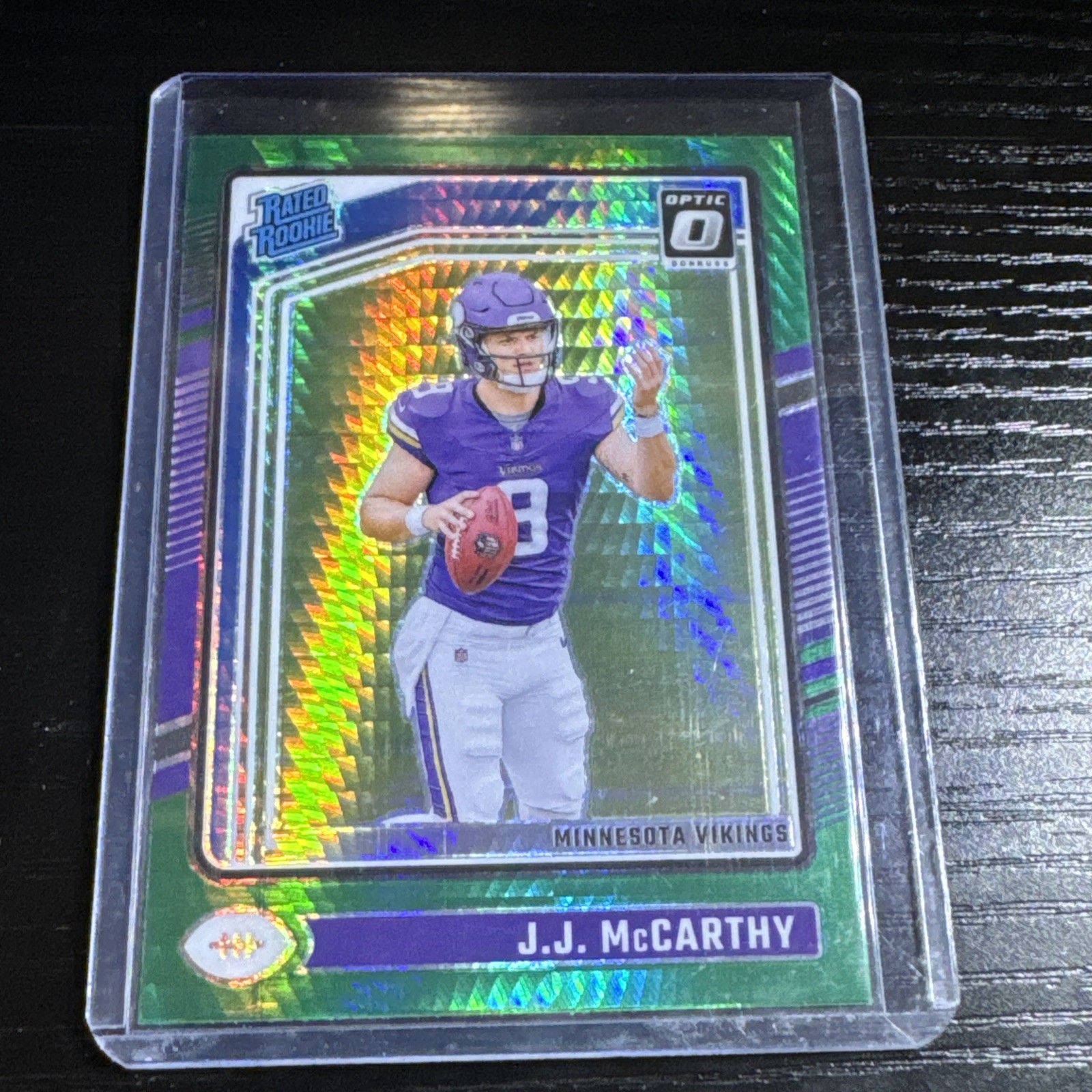 2024 Panini Donruss Optic - Rated Rookie J.J. McCarthy #235 Green Hyper Prizm