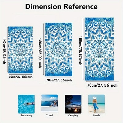 1pc Turtle Print Beach Towel-Large Quick-drying Microfiber, Lightweight and Du