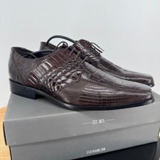 Stacy Adams Pietro Cognac Brown Exotic Print Leather Oxford Shoes 24675-221 11.5