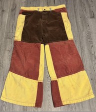 35x28 70s/80s handmade Brown yellow and burgundy corduroy wide leg trousers