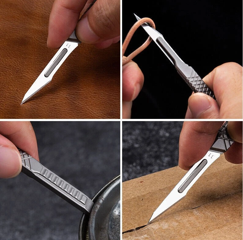 全新 钛柄 固定刀 头皮 刀片 带鞘 Prybar Survival EDC 工具 — 第 2/4 张图片