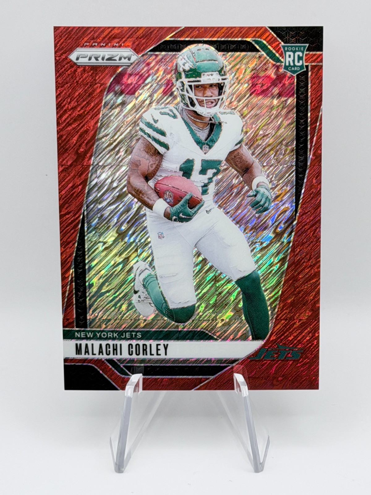 Malachi Corley - 2024 Panini Prizm Rookie #369 Red Shimmer /35 Jets RC SSP