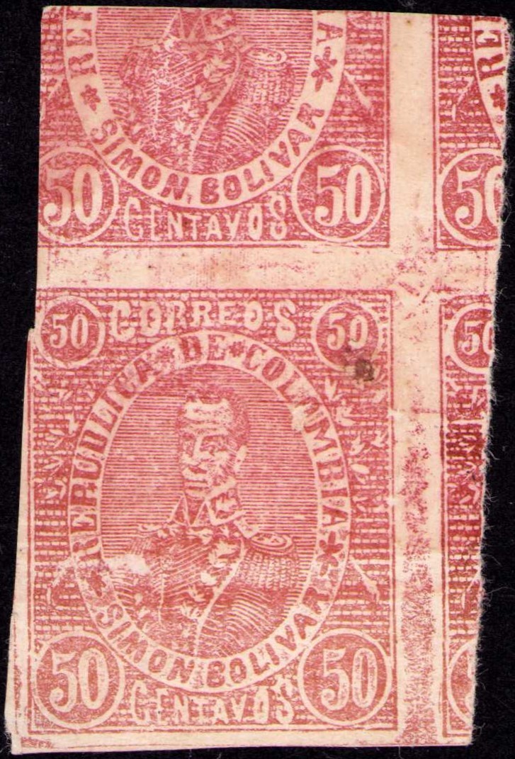 COLOMBIA - 1000 DAYS WAR ISSUE - 50c W/ PRINTING ERROR - Sc 215v - 1902 RRR