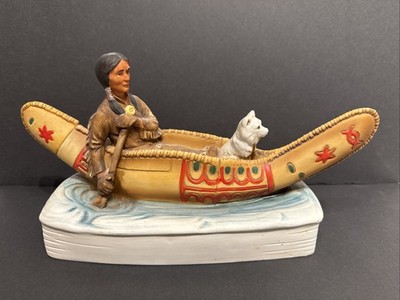 1979 Vintage Potter's Canadian Whisky First Nations Man in a Canoe Decanter