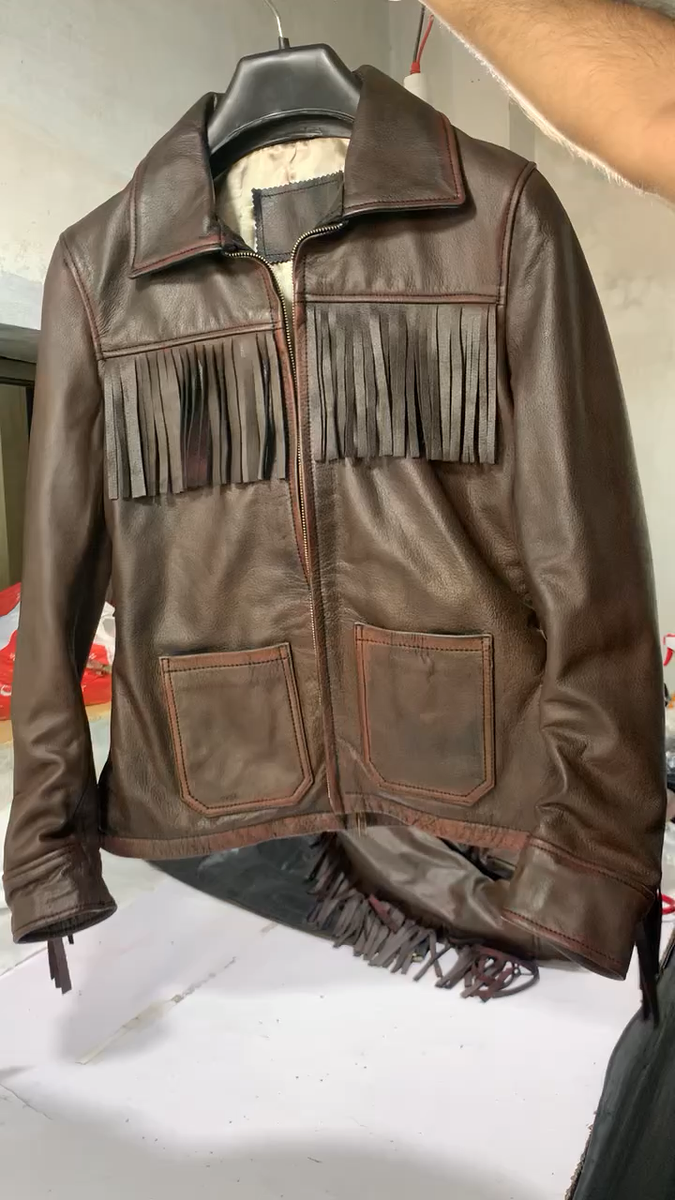ジャケット・アウター 70s archive fringe leather western JKT Handmade Women's Brown Lambskin Leather Fringe Jacket | Western