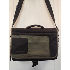 Lenovo Laptop Messenger Bag Black Olive Green Shoulder Strap Briefcase 17x12x3