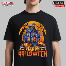 Happy Halloween Haunted House Halloween Costumes Women Men T-Shirt