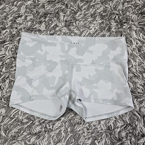 Nobull Project Shorts Damen Medium White Camouflage Bike Low Rise 2"